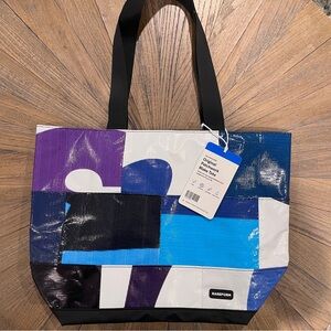 NWT Rareform Patchwork Blake Tote Bag Made From Recycled Billboards Purple Blue